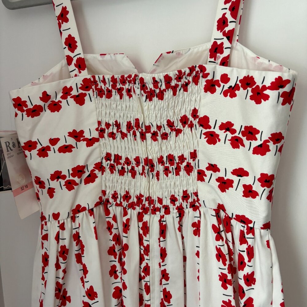 Vintage R&K Originals Red Poppy Flower Built in Bra Fit and Flare Sundress 10 - Picture 9 of 15